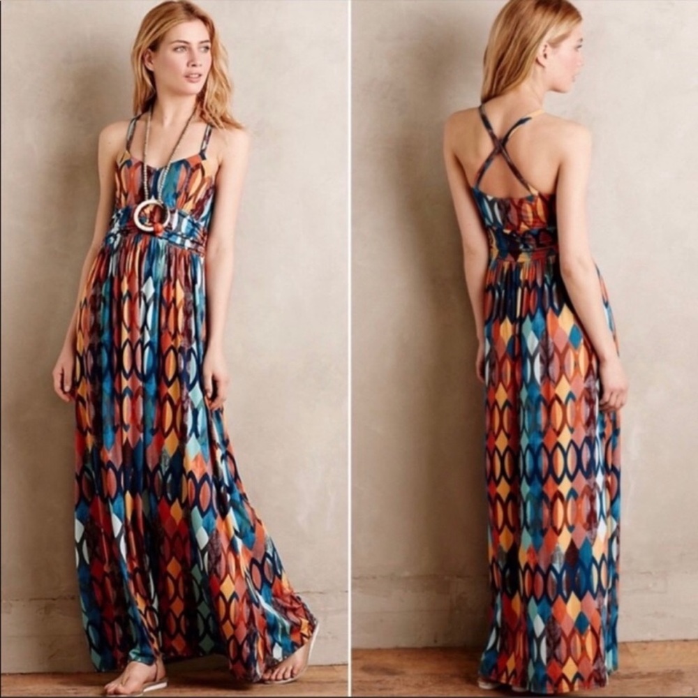 Maeve by Anthropologie Noetzie Geometric Print Maxi Dress